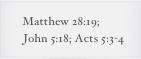 Matthew 28:19;
John 5:18; Acts 5:3-4